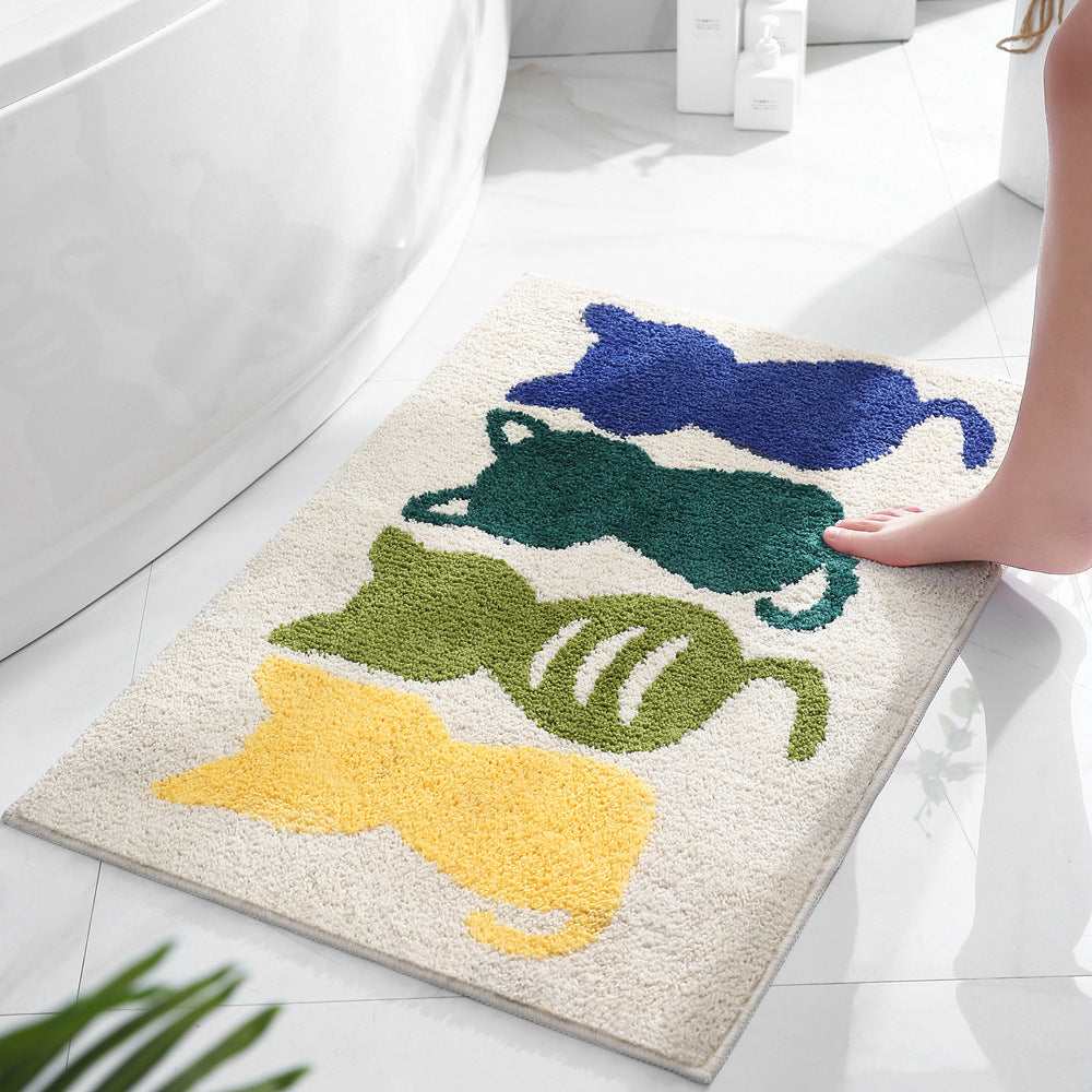 Playful Cat Shaped Bath Mat for Bathroom