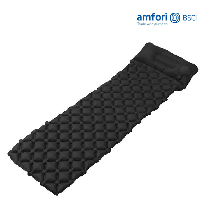inflatable camping sleeping pad with integrated pillow and diamond air-cell cushion system Stornfield
