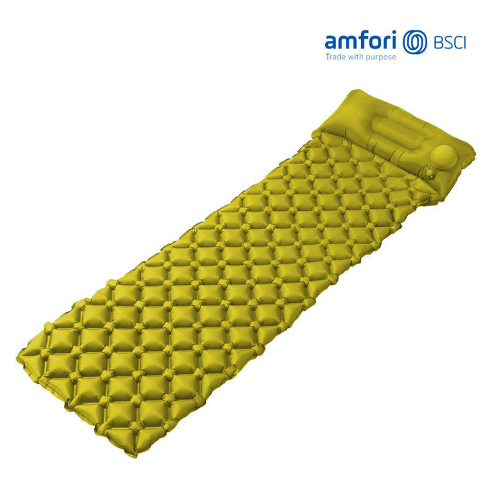 inflatable camping sleeping pad with integrated pillow and diamond air-cell cushion system Stornfield