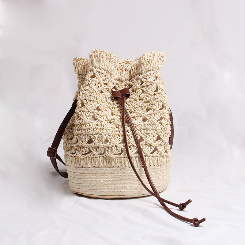 Handmade straw bag with leather accents Stornfield