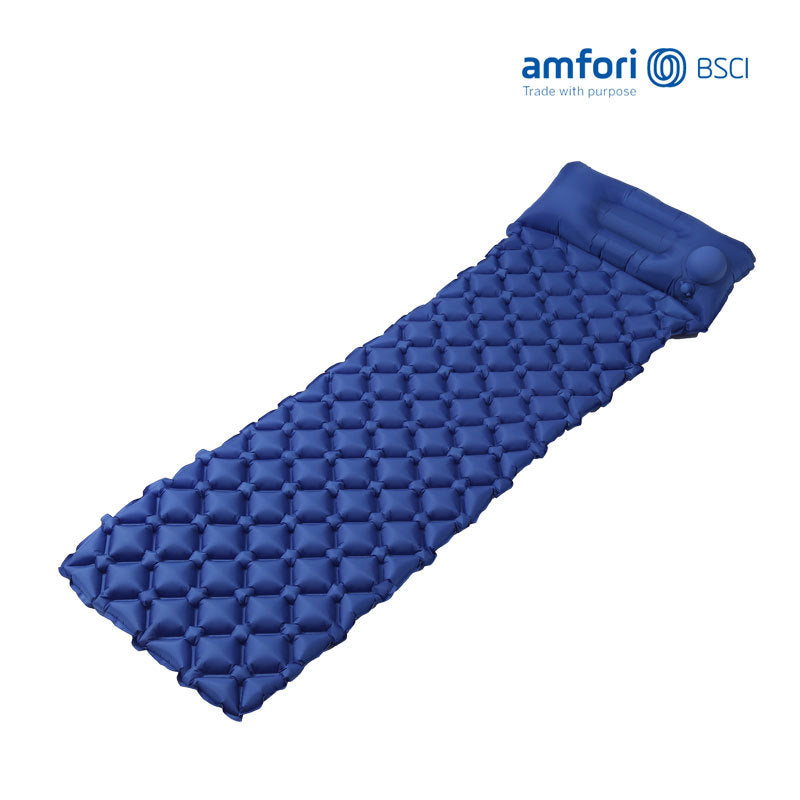 inflatable camping sleeping pad with integrated pillow and diamond air-cell cushion system Stornfield