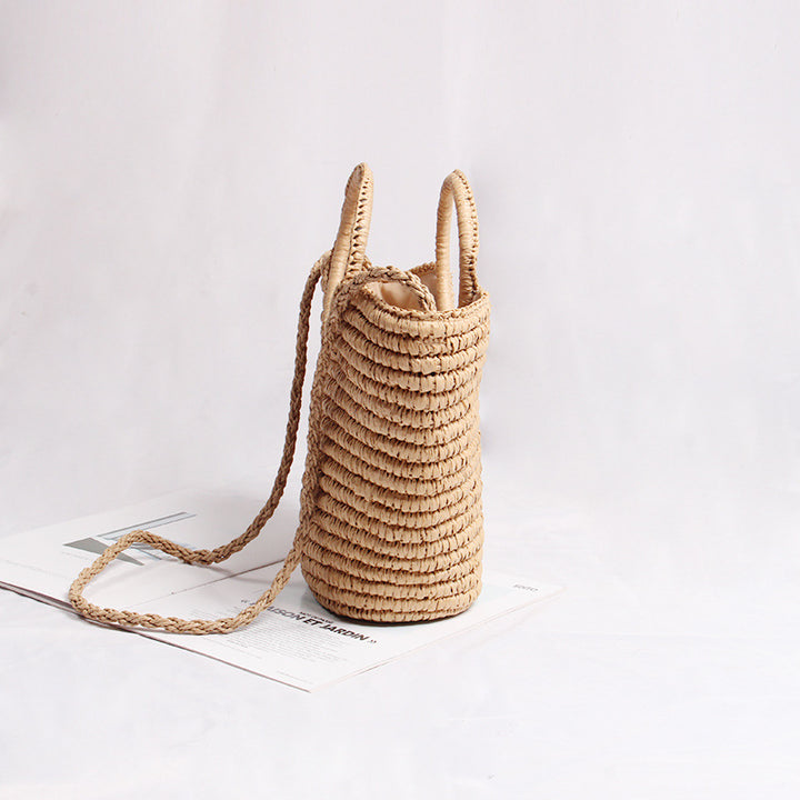 Handmade basket bag with round handle and removable shoulder strap Stornfield