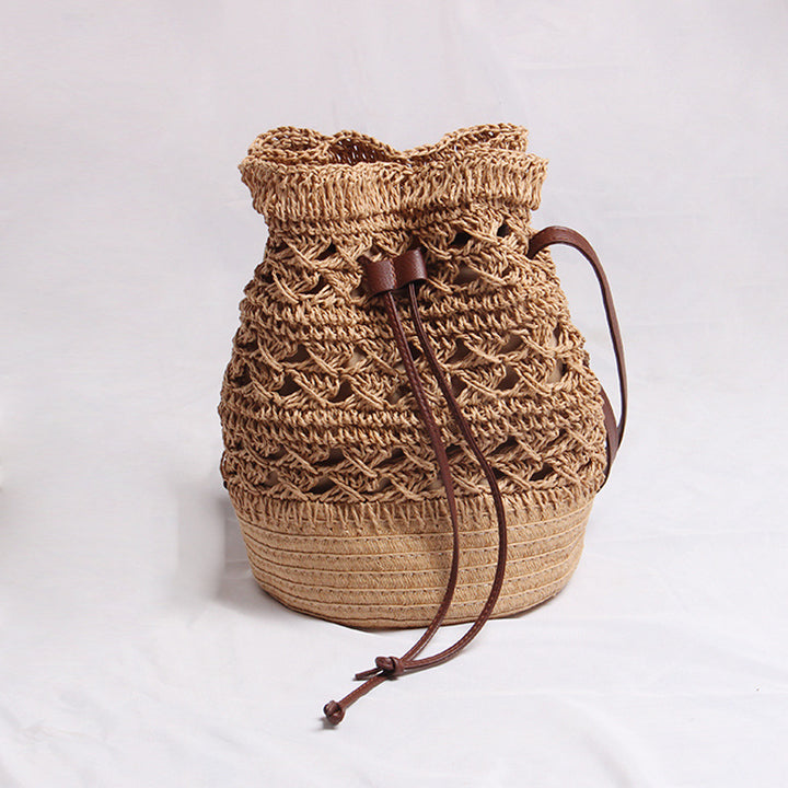Handmade straw bag with leather accents Stornfield