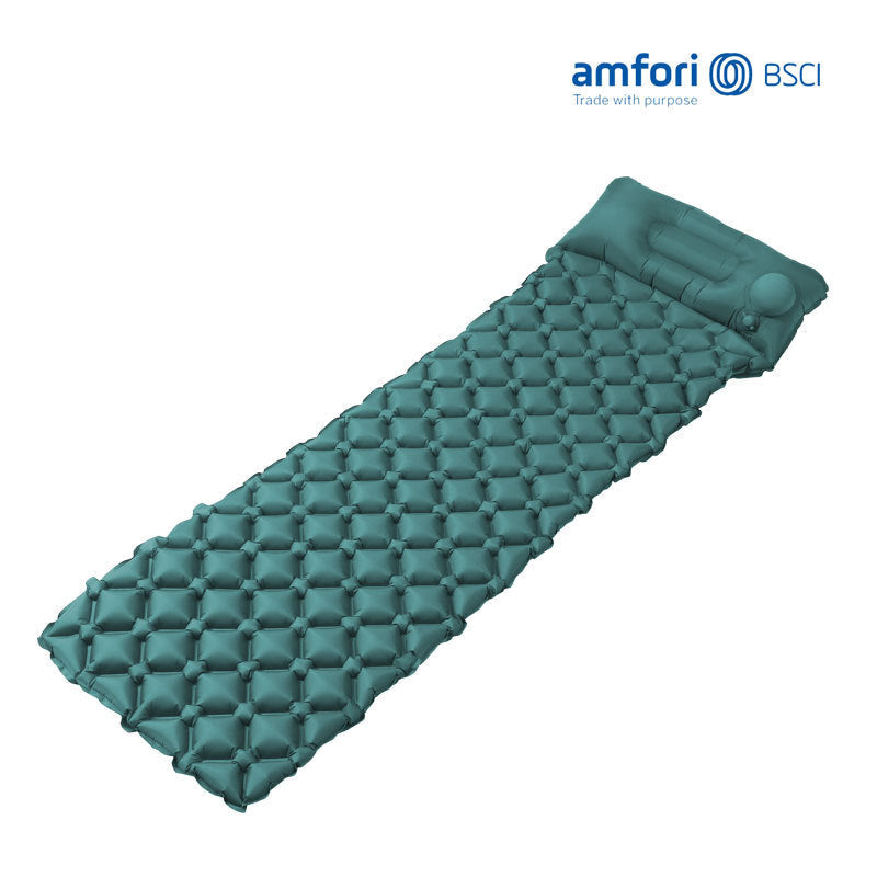 inflatable camping sleeping pad with integrated pillow and diamond air-cell cushion system Stornfield