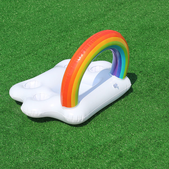 Women's Inflatable Rainbow Swimming Island with Integrated Cup Holders Stornfield