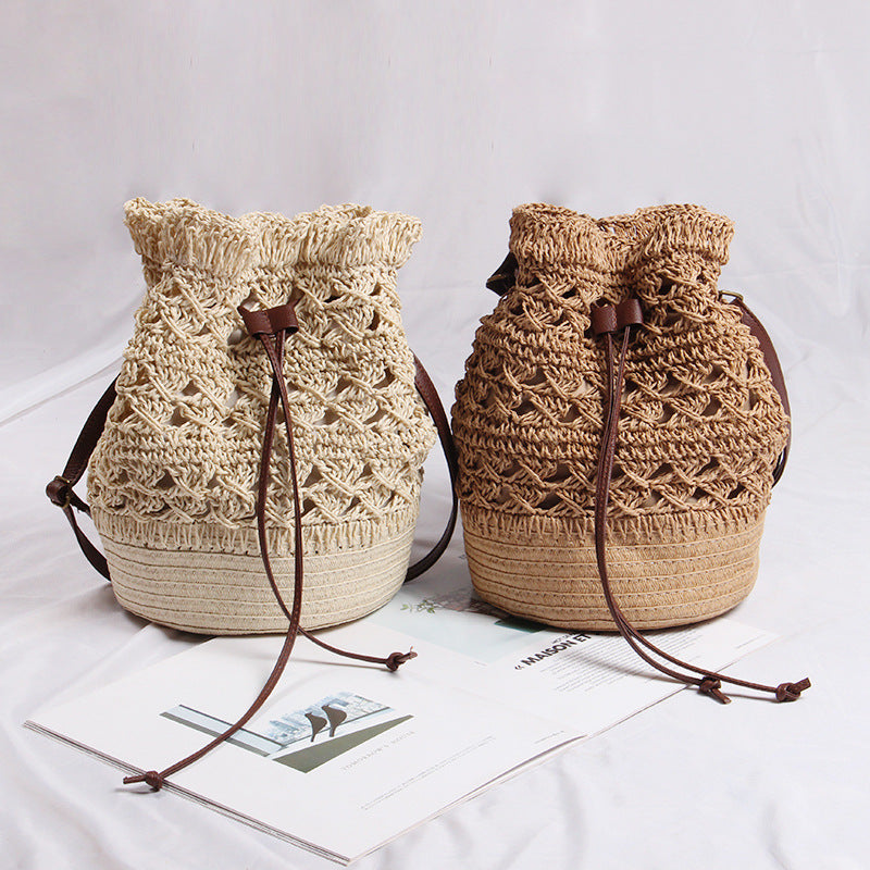 Handmade straw bag with leather accents Stornfield