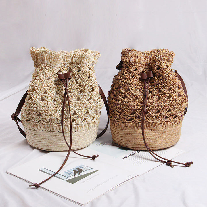 Handmade straw bag with leather accents Stornfield