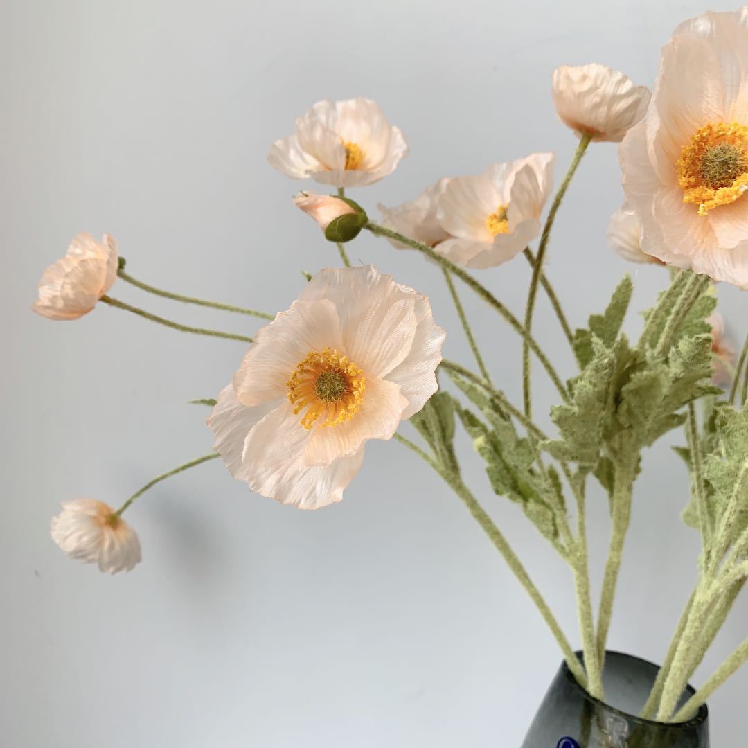 Lifelike Silk Poppy Flower Stem