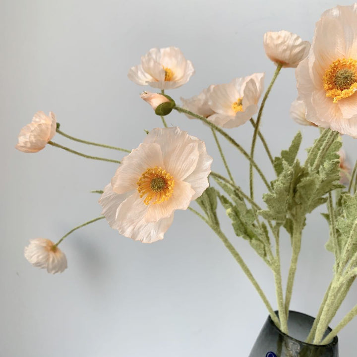 Lifelike Silk Poppy Flower Stem