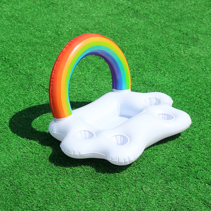 Women's Inflatable Rainbow Swimming Island with Integrated Cup Holders Stornfield