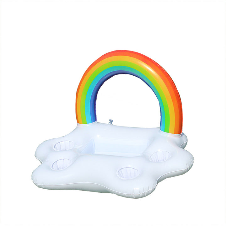Women Inflatable Rainbow Swimming Island with Integrated Drink Holders Stornfield