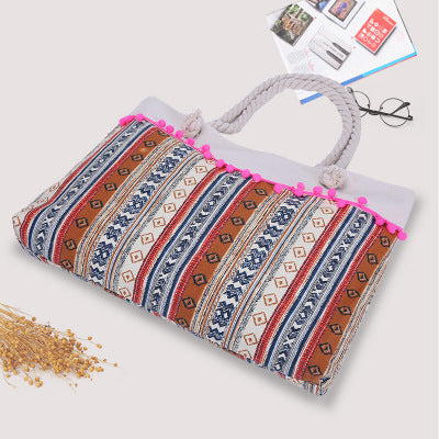 Large beach bag with crocheted embellishments Stornfield