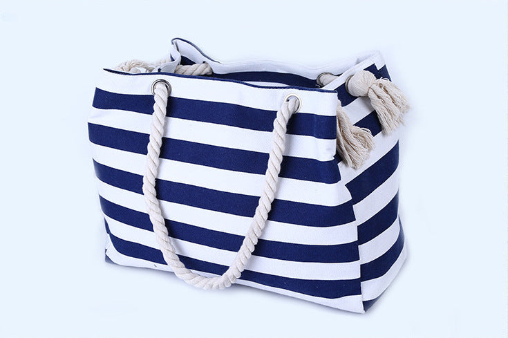 Spacious and Stylish Beach Bag with Maritime Stripe Pattern Stornfield