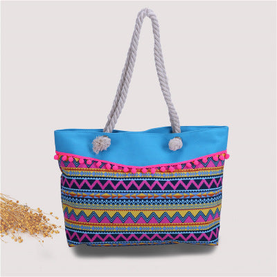 Large beach bag with crocheted embellishments Stornfield