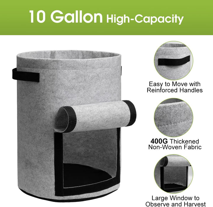 Stornfield | 5/7/10/15 Gallon Potato Planting Growing Thickened Nonwoven Plant Fabric Pot Nursery Bags for Home Gardening