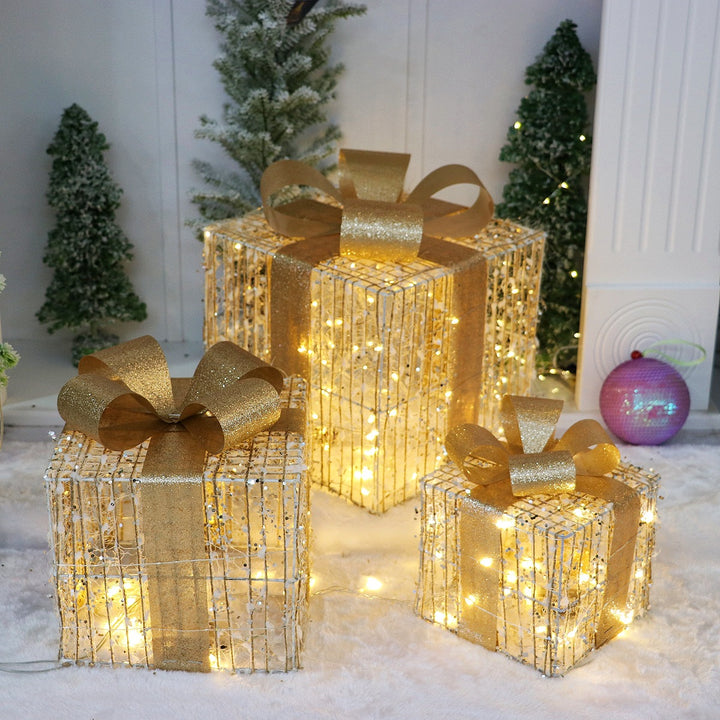Illuminated Christmas Gift Box Set made of Iron