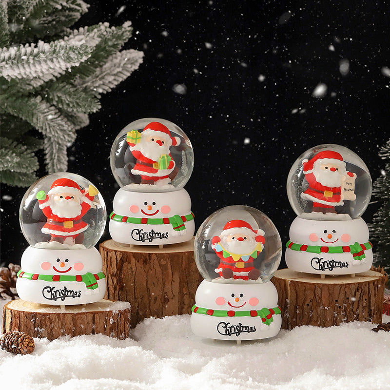 Handcrafted Christmas snow globe with light