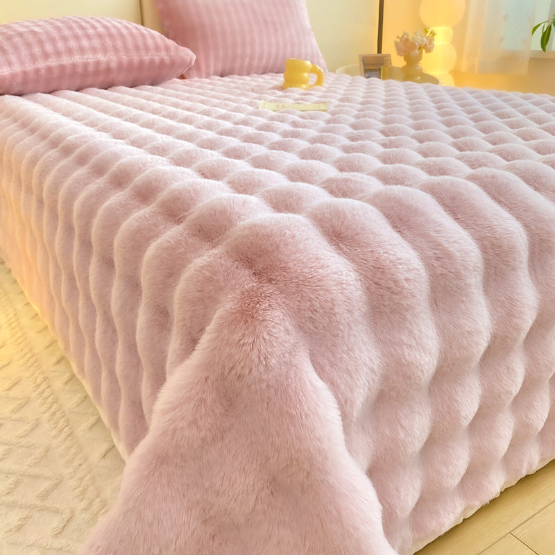 Fluffy bed sheet made of milk fiber fleece, extra warm
