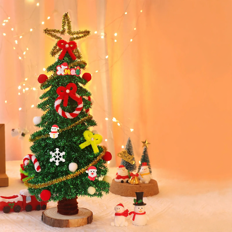 DIY Christmas Tree Craft Set with Wooden Base