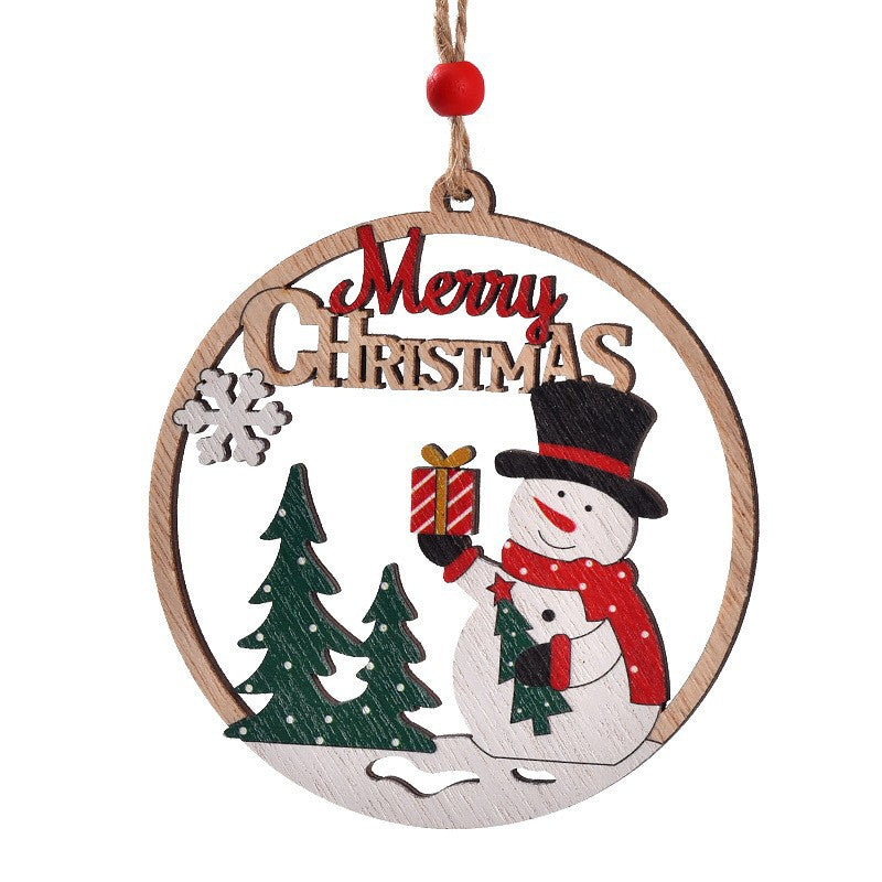 Decorative gnome wooden pendant with Christmas motifs