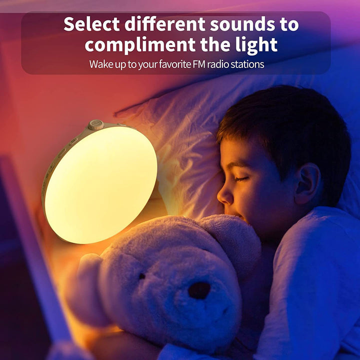 Sunrise alarm clock with light therapy and FM radio