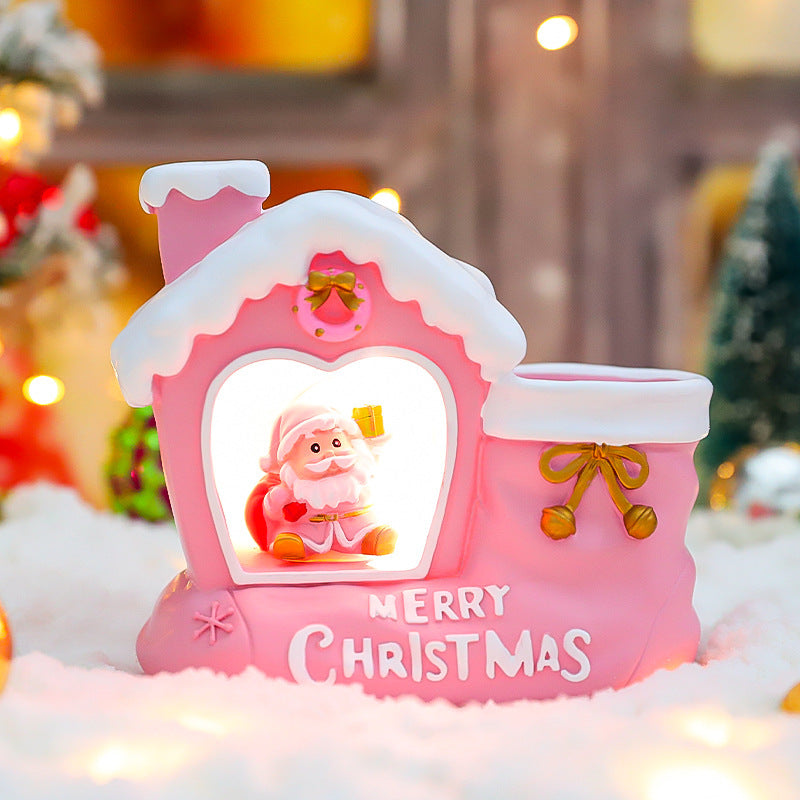 Decorative Christmas snow globe with light