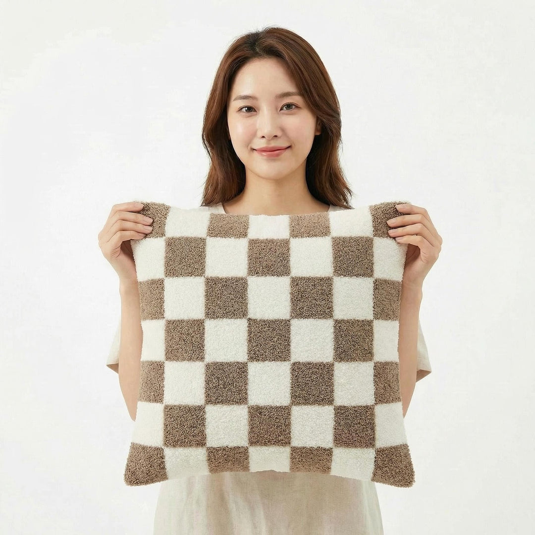 Cushion cover with wave pattern, cotton-linen, 45×45 cm