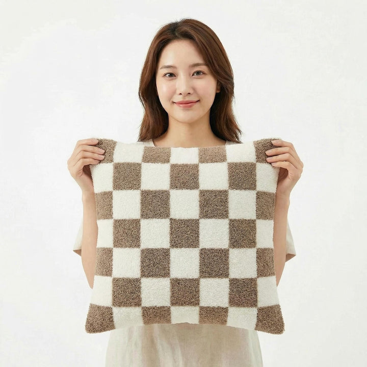 Cushion cover with wave pattern, cotton-linen, 45×45 cm