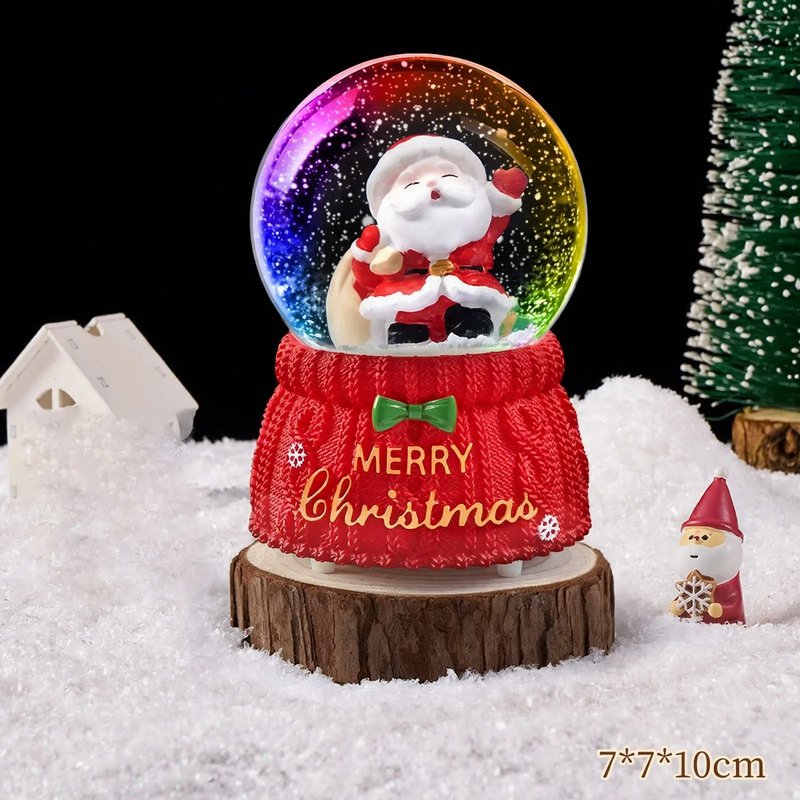 Crystal ball music box with lighting and snow effect