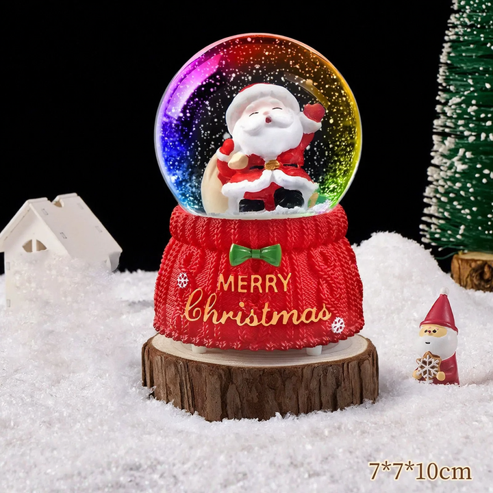 Crystal ball music box with lighting and snow effect