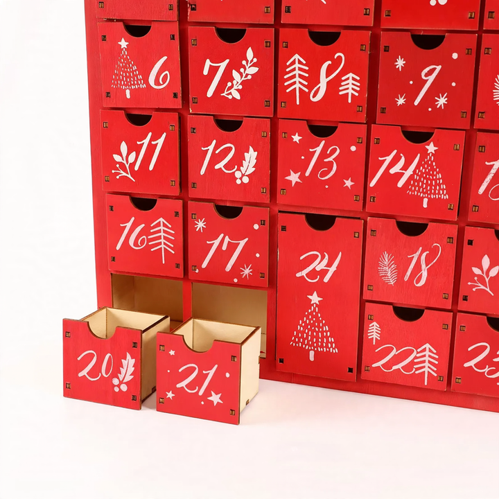 Wooden Christmas Advent Calendar, 24 Compartments