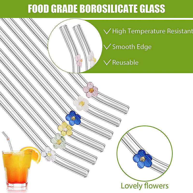 6 PCS Reusable Stained Glass Straws with Cleaning Brush | Stornfield