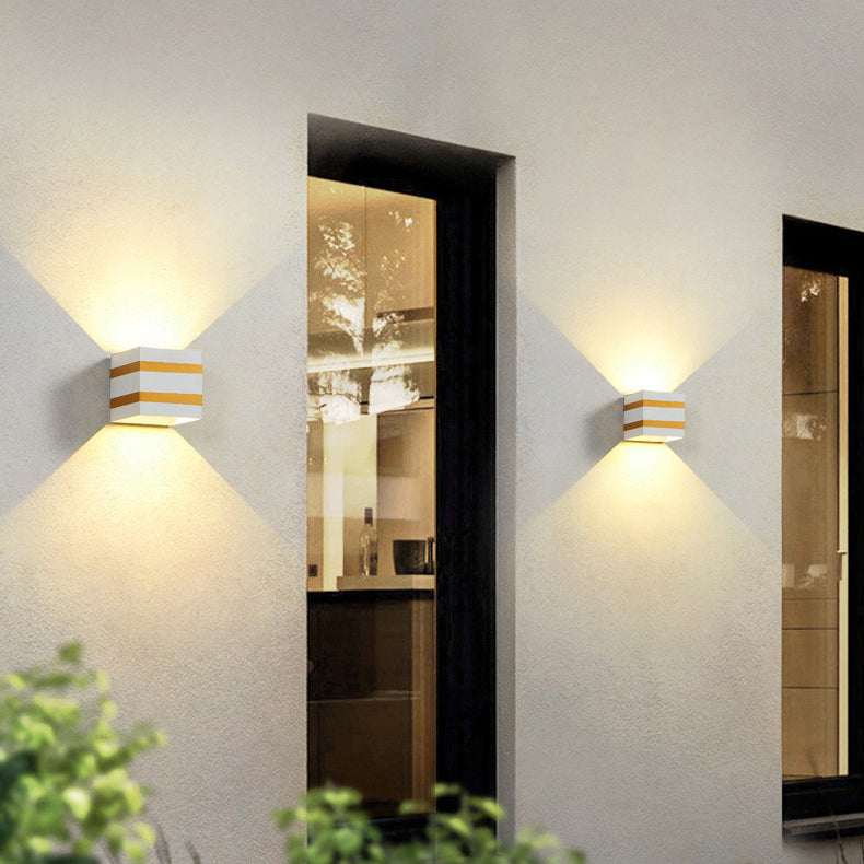 Outdoor Minimalist Square Cube Aluminum Waterproof LED Wall Sconce Lamp | Stornfield