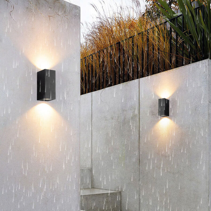 Modern Simple Outdoor Waterproof Aluminum Glass Cylinder 2-Light Wall Sconce Lamp | Stornfield