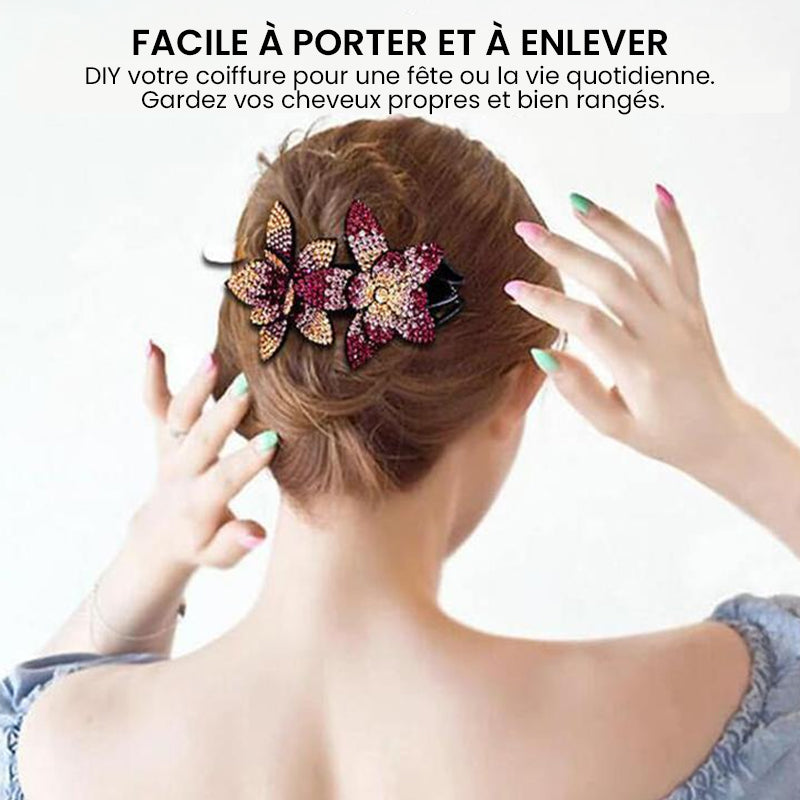 Double Flower Rhinestone Hair Pin | Stornfield
