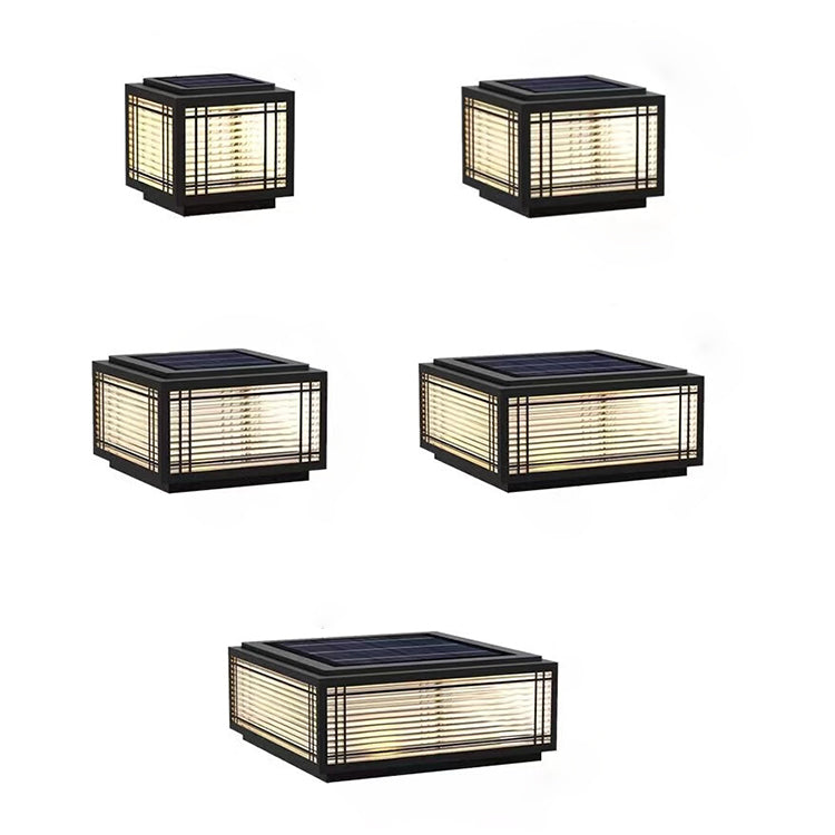 Traditional Chinese Square Aluminum Glass 1-Light Post Head Light For Garden | Stornfield