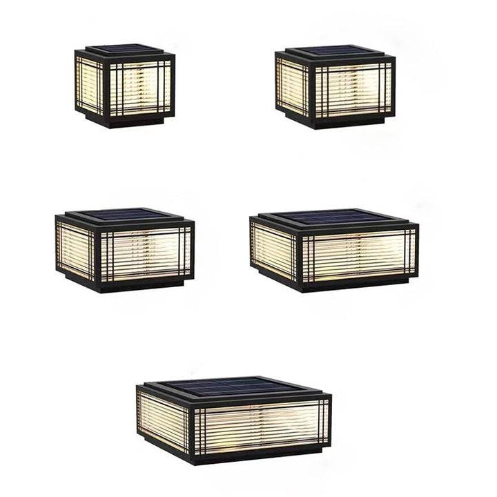 Traditional Chinese Square Aluminum Glass 1-Light Post Head Light For Garden | Stornfield