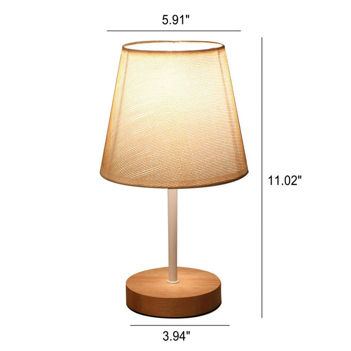 Stornfield | Nordic Vintage Fabric Cone Solid Wood LED Table Lamp