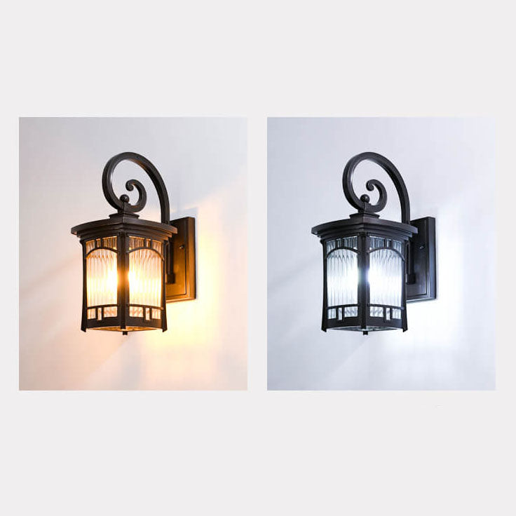 Modern Square Aluminum Glass Carved 1-Light Outdoor Waterproof Wall Sconce Lamp | Stornfield