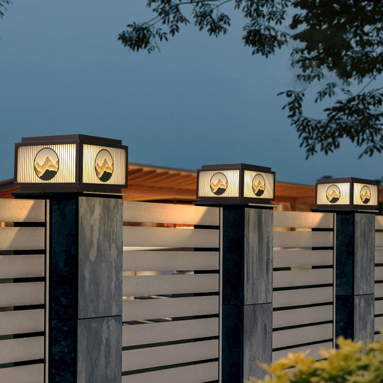 Modern Minimalist Solar Waterproof Square Aluminum Glass LED Post Head Light For Garden | Stornfield