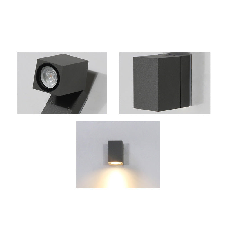 Contemporary Industrial Rectangular Aluminum 1-Light Outdoor Wall Sconce Lamp For Garden | Stornfield
