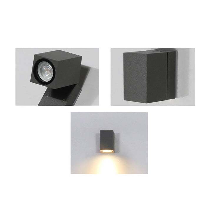 Contemporary Industrial Rectangular Aluminum 1-Light Outdoor Wall Sconce Lamp For Garden | Stornfield