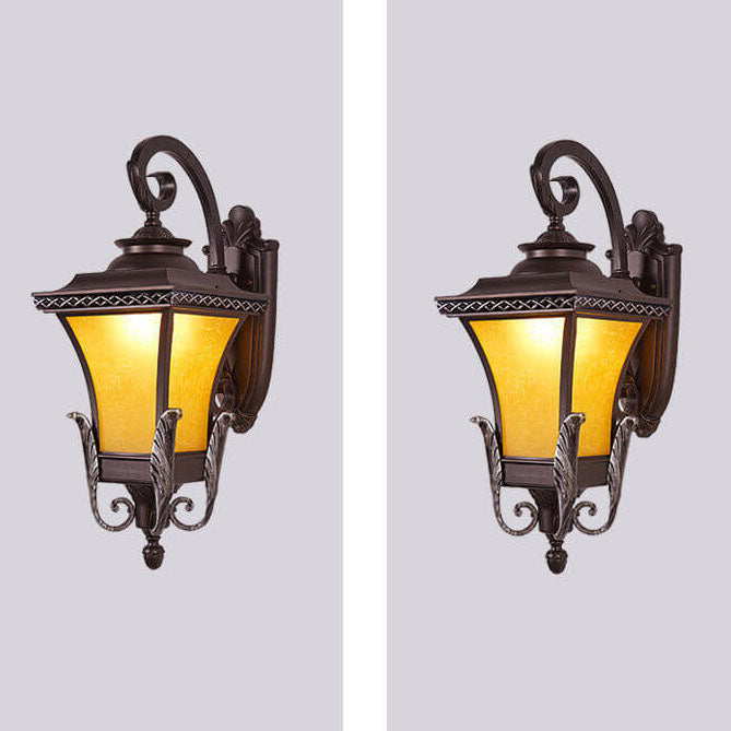 European Vintage Outdoor Square Cage Aluminum Glass 1-Light Wall Sconce Lamp | Stornfield