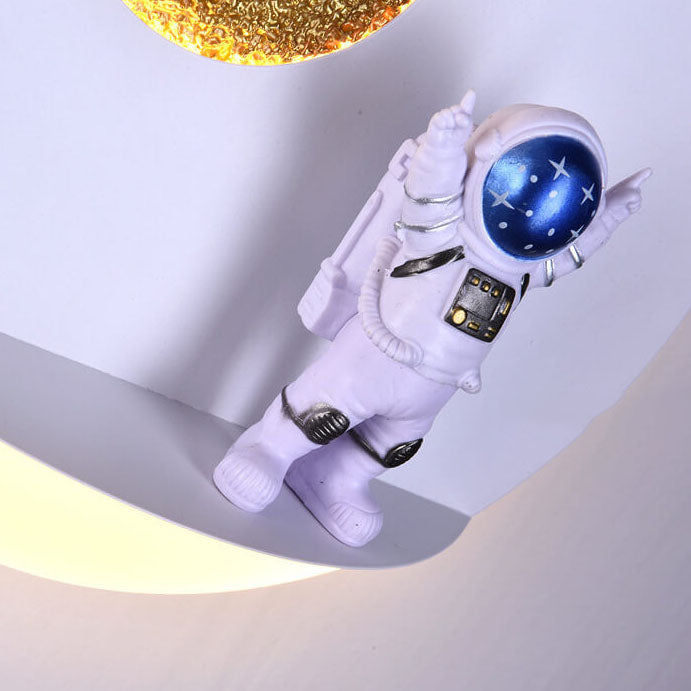Stornfield | Creative Contemporary Iron Resin Astronaut LED Round Wall Lamp for Bedroom