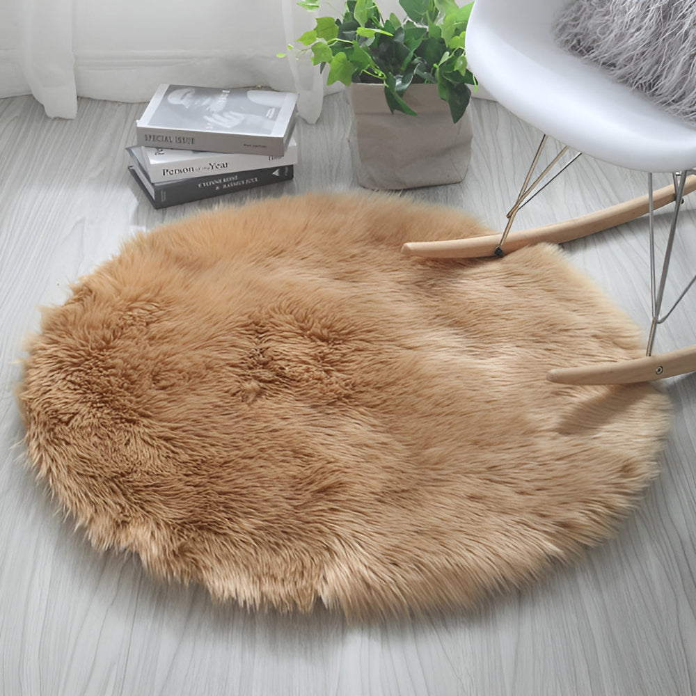 Round Plush Bedroom Floor Rug | Stornfield