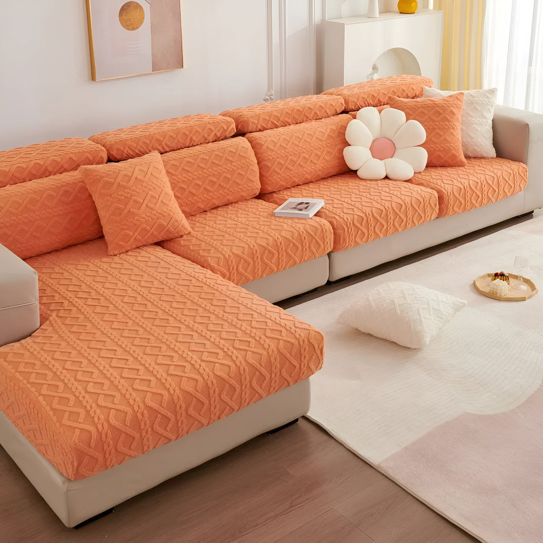 Samt-Sofa cover with diamond pattern – Soft & Luxurious | Perfect fit for any couch | Stornfield