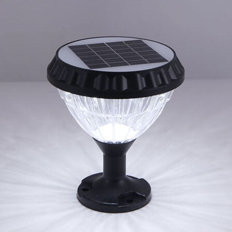 Modern Black Solar Die-Cast Aluminum Glass Outdoor Patio Waterproof Column Head Light | Stornfield