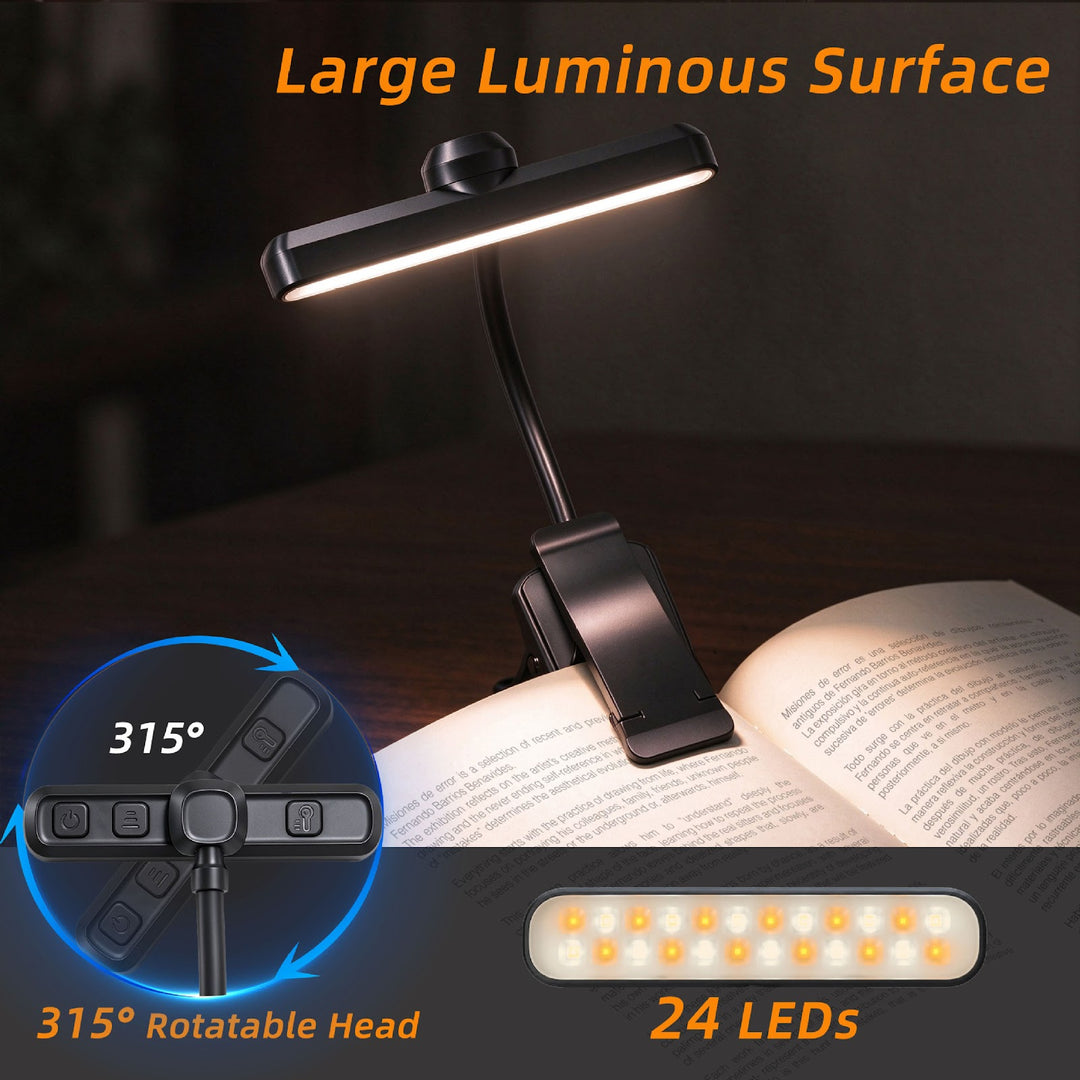 LED clamp lamp with 3 color temperatures, 1000 mAh