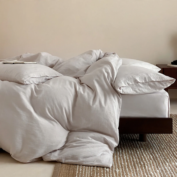 Double-layered cotton muslin bedding set