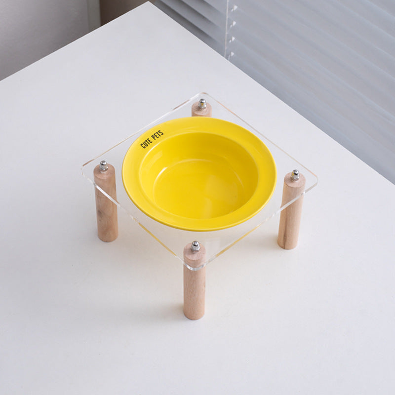 Ceramic double bowl with elevated stand